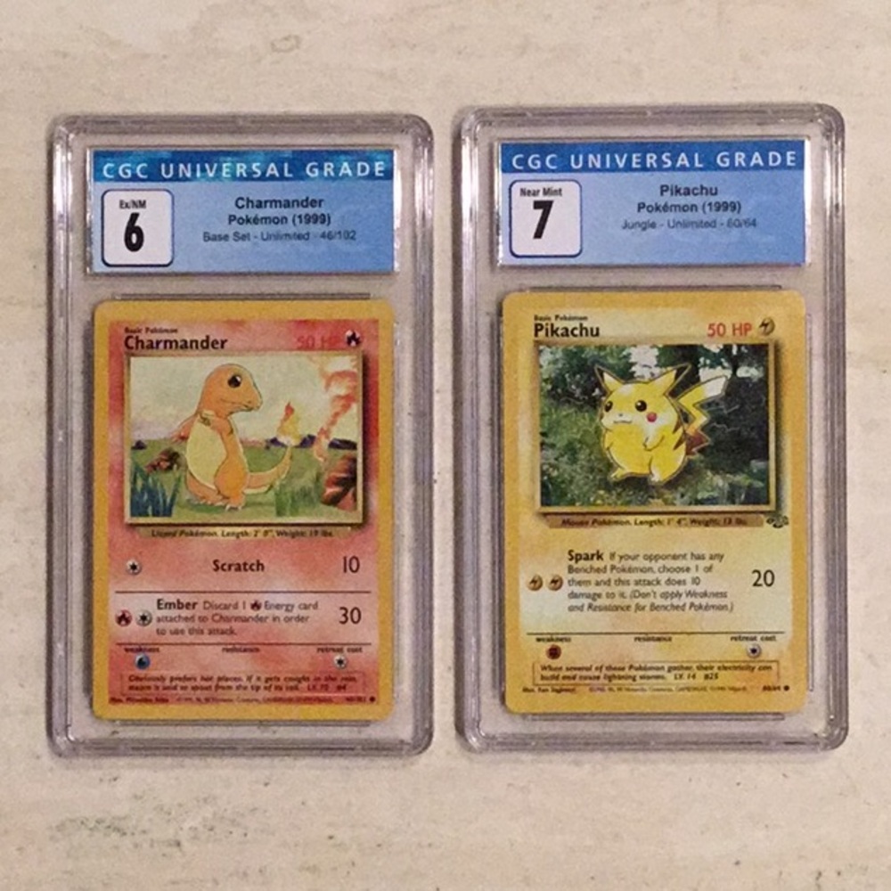 Pikachu & Charmander 1999 Pokemon 60/64 46/102 Base Set CGC 7 Graded Card - Picture 8 of 10